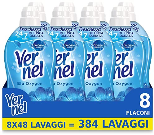 Vernel Blu Oxygen Ammorbidente Lavatrice Concentrato Profumato, Intensa Freschezza e Morbidezza, 8 x 48 Lavaggi, totale 368 lavaggi