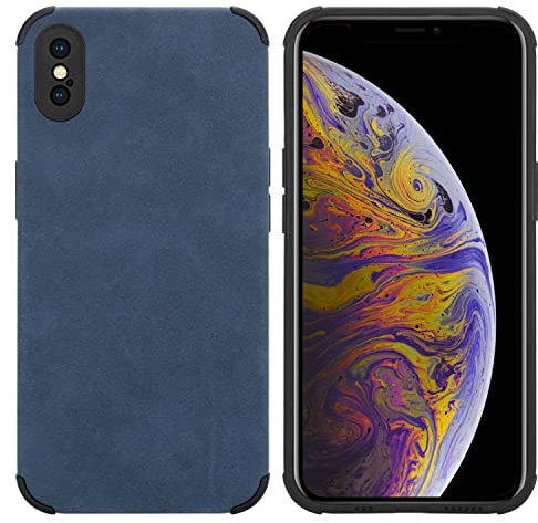 Cadorabo Hülle kompatibel mit Apple iPhone XS MAX Schutzhülle TPU Silikon Case Kunst Wildleder Design Slim Kratzfest Weiche Gummi mit Rundumschutz Case Hülle für iPhone XS MAX in Blau