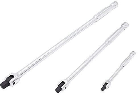 MichaelPro MP007004 3Pc Breaker Bars | 1/4, 3/8, 1/2 Dr. Extension Breaker Bar Set | Connect Your Ratchet with This Breaker Bar | Rotating Flex Head, Flex Handle