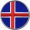 2 x Island rund gestickt 52 mm/Flagge Fahne Wappen Land/Patch Patches Abzeichen Aufbügler Aufnäher Flicken Bügel-Flicken Applikation zum Aufbügeln Aufnähen auf Kleidung Rucksack