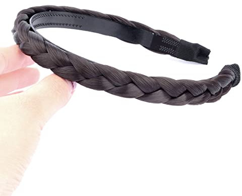 BOBIYA Stirnband Kunsthaar geflochten mit Zähnen Haarband Accessoires für Frauen Mädchen (Schokolade)