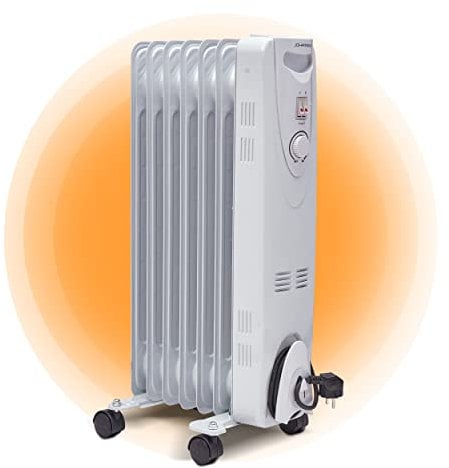 Johannson Radiatore ad Olio Basso Consumo 1500 Watt | Mobile 7 Elementi | Riscaldamento Elettrico Protezione Surriscaldamento | Radiatore Elettrico | Riscaldatore Elettrico 3 Livelli | con Termostato
