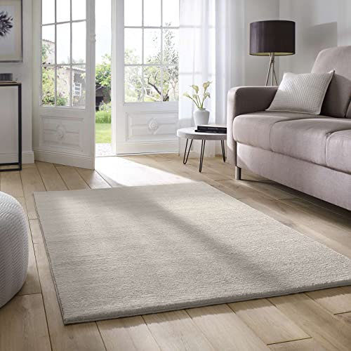 Taracarpet Supersoft kurzflor Teppich Fiona Wohnzimmer Schlafzimmer Kinderzimmer Flur Läufer waschbar rutschfest Uni Sand 160x230 cm