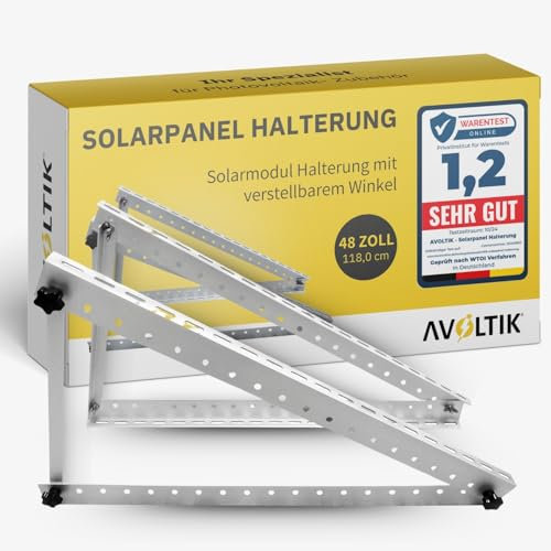 Avoltik supports de panneau solaire - Support de panneau solaire en aluminium - Support PV avec angle réglable pour toit, balcon et sol (1, 48 pouces (118 cm))