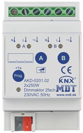 MDT technologies Dimmaktor 2-fach 3TE REG 250W, 230VAC AKD-0201.02