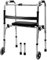 Lefeke Folding Walking Frame with Wheels and Seat, Lightweight Stainless Zimmer Frame for Elderly, Stand-Assist Walking Aids, Folding Standard Walker, Portable Medical Walker (Up to 200 lbs)