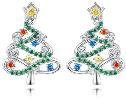 Weihnachtenbaum Ohrringe 925 Sterling Silber Weihnachten Baum Ohrstecker Weihnachtenbaum OhrMuttertag Schmuck Geschenk für Damen