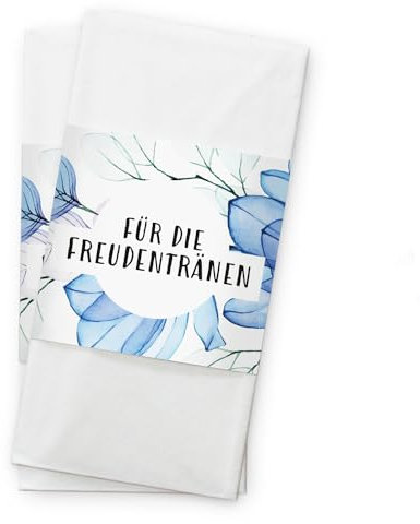 50er-Set Freudentränen Banderolen I Blaue Blumen 13 x 5 cm I dv1292