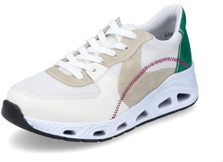 Rieker Damen Low-Top Sneaker N5240, Frauen Halbschuhe,lose Einlage,Sportschuhe,Freizeitschuhe,Turnschuhe,Laufschuhe,Weiss Kombi (80),38 EU / 5 UK