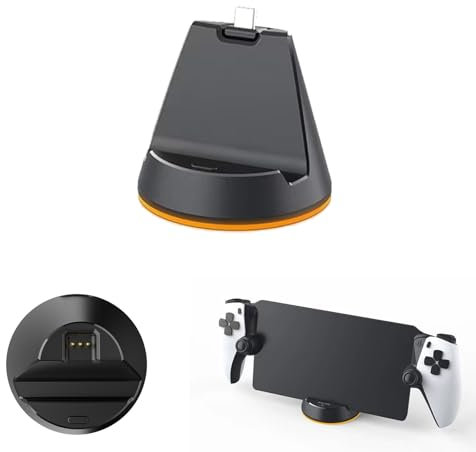 Growalleter Station de charge pour lecteur à distance PlayStation Portal - Station d'accueil portable PS Portal et support de rangement - Support de base pour chargeur PS5 avec prise de type C, Noir ,