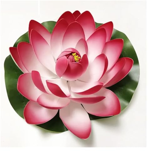 Künstlich Seerose 10/17/28/40/60 cm Schwimmende Lotus-Kunstblume, lebensechte Seerosen-Mikrolandschaft for Hochzeitsteich-Gartendekoration (Color : 40cm red)
