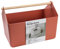 BLUE GINKGO Large Storage Basket – Plastic Caddy with Wooden Handle for Bathroom, Pantry, or Cleaning Supplies (Terracotta)
