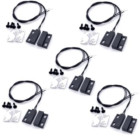 JZK 5 set Allarmi con sensore di contatto di sicurezza cablato Cancello per finestra Normale chiuso Interruttore reed magnetico nero a montaggio superficiale