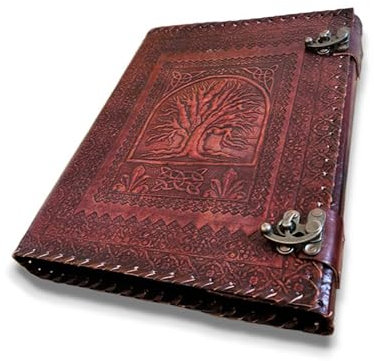 Finun-Lthr 13 * 10 inch Handmade Leder Journal 4 Ring Binder Leather Notebook Sketchbook (Brown, 4 Ring Binder)