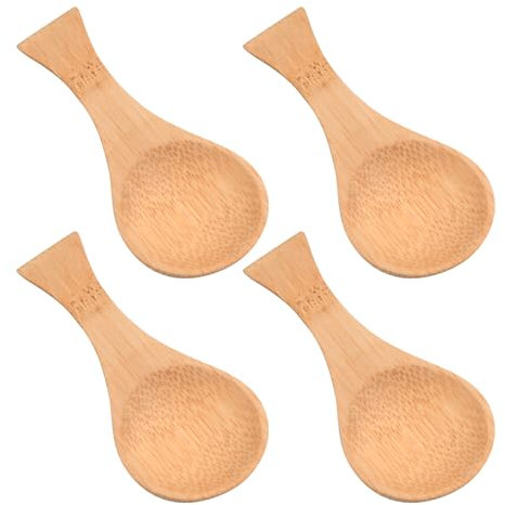 Nivofu 4pcs Small Bamboo Salt Spoon, Mini Bamboo Spoons, Mini Bamboo Spoon with Short Handle, Bamboo Spice Spoon, Small Spoons for Spices, Small Jam Jars, Sugar, Honey, Tea, Mustard, Ice Cream