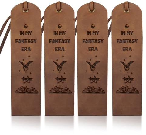 MAYJOYDIY 4 Drachen Lesezeichen Aus Leder 5 × 18cm Drachen Lesezeichen Geschenk Vintage Buch Drachen Tier Lesezeichen „IN MY FANTASY ERA“ Leder Seitenmarker Für Buchliebhaber Männer Und Frauen