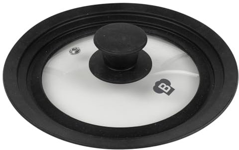 URBNLIVING Universal Silicone & Glass Lid for Cooking Pans, Pots & Skillets Diameter Fits 20/24/28cm - Compatible with Various Cookware Sizes
