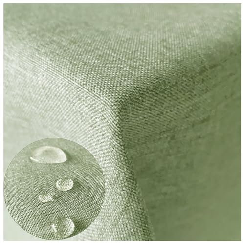 Hochwertige Tischdecke Stofftischdecke In und Outdoor Leinenlook wasserabweisend schmutzabweisend wetterfest Gartentischdecke Tafeldecke Tischtuch (Hellgrün, Rund 180cm)