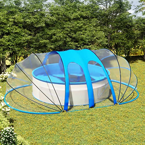Hommdiy Pooldach Pavillion Zelt Gartenpavillion Überdachung Gartendach Cabrio Dome Poolüberdachung für Aufstellpool Oval 620 x 410 x 205 cm