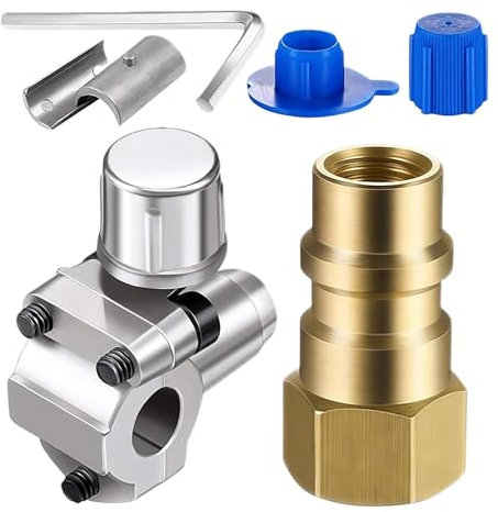 Rurunklee Car Air Conditioner Recharge Kit, Air Conditioner Refrigerant Angled Ball Valve, Auto Refrigerant Recharge, AC Tools, Can Adapter For Air Conditioning