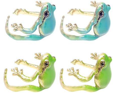 KUWUNG Kreativer Frosch-Ring,Ring Verstellbarer Frosch für Damen und Herren, Kinderringe Mädchen Junge,Lustiger Handgefertigter Tierring,Zarter Froschring,Tier-Fingerring, Ringe für Freunde,Paare,Kind