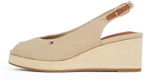 Tommy Hilfiger Donna Espadrillas Wedge Flag Mid Slingback Fibbia Regolabile, Beige (Horseradish), 37