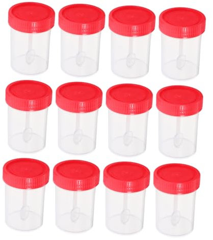 Gatuida Gobelet Échantillon 40Ml Plastique Avec Couvercle Spirale ÉTanche Lot 50 PièCes Pour Collecte Selles Et Usage Laboratoire