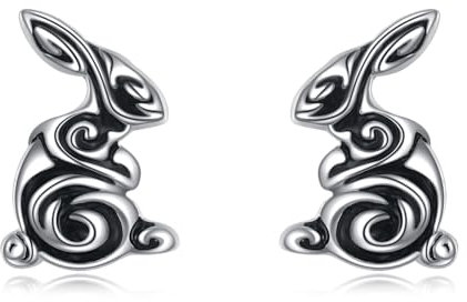 Bunny Ohrringe 925 Sterling Silber Keltische und Kaninchen Stud Ohrringe Osterhase Irish Schmuck Geschenk für Ladies Damen