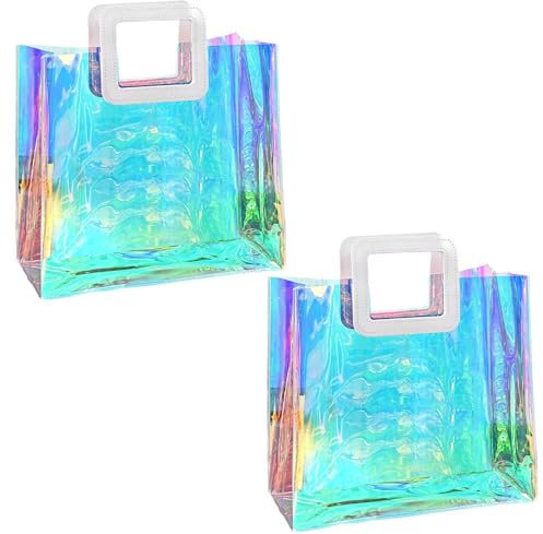 2 Stück Laser-Geschenktüten, Kreative Geschenktüten, Transparente Geschenktüten Mit Griffen, Geburtstagshandtaschen Für Mädchen, Geschenkhandtaschen