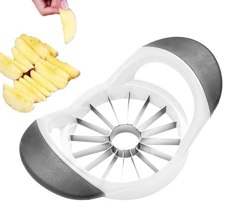 Apfelschneider, Apfelteiler Zum Zerschneiden, Scheiben Obstschneider mit 16 Klingen, Apfelschneider Edelstahl, Apfelportionierer mit Ergonomischer Gummigriff, Apfelentkerner Apfelausstecher