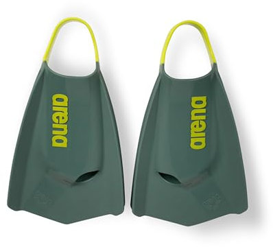 Arena Powerfin Pro II Schwimmflossen, Unisex, für Erwachsene, Damen und Herren, Silikon, Kurze Blattflosse, Links-rechts angepasst, Größen 38–39, Dunkelgrün/Hellgrün (Sage/Arctic Lime)