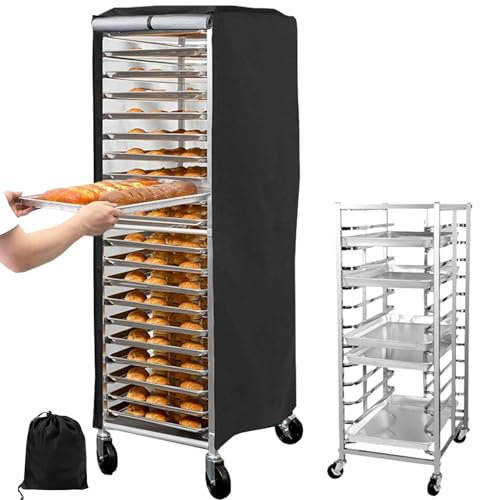 Sheet Pan Rack Cover - Bake Rack Cover, Baking Pan Rack Cover | Sealcover Bun Pan Rack Cover, Baking Pan Rack Cover with 420 D Waterproof Silver Painted Dustproof Oxford Cloth Rack Cover for Bakery