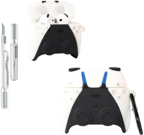 Folaxshoo Kompatibel mit AirPods 4 Csae Cute 3D Cartoon Funny Cover mit Reiniger Kit (PS Gamepad)