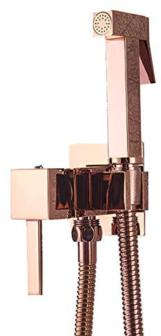 DOLPTBEZM Toilet Bidet Faucet, Solid Brass Hand Held Bidet Sprayer Faucet, Hot Cold Water Mixer Tap, Wall Mount Hygienic Shower Set,Chrome