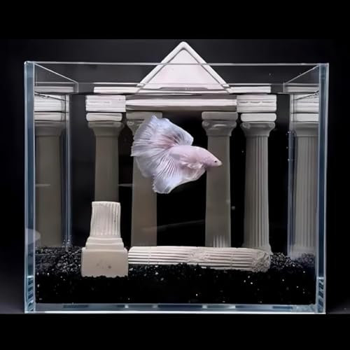 PP-Vic Retro HD Betta Fish Tank, HD Glass Tanks for Betta Fish, Professional Betta Fish Goldfish Bowl, Vintage Compact Transparent Tank, Palace Style Aquarium Tank, Extra Clear Glass Fish Bowl