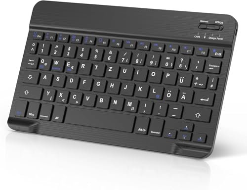 Occtingkind für iPad 10,2 Hülle mit Tastatur + Trackpad für iPad 10,2 (7./8./9. Gen 2019/2020/2021), Abnehmbare Bluetooth Schutzhülle, Deutsches QWERTZ, USB-C, Schwarz - Ohne Beleuchtung