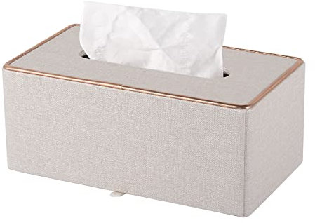 XNONE Tissue Box Cover Linen Tissue Box Holder Rectangle Tissue Organizer Napkin Dispenser for Home,Office,Restaurant,Dresser,Car,Bathroom Decor (Beige)