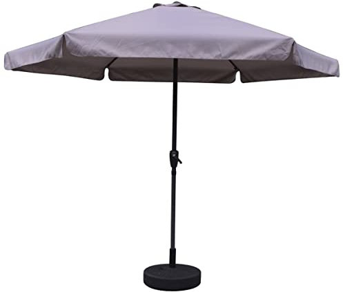 MA MAISON Ombrellone da Giardino Tondo 3 Metri - in Alluminio, Regolabile, da Esterno, Impermeabile, con Manovella, Tubo Ø 40 mm- Resistente ai Raggi UV (Grigio - 3 Mt)