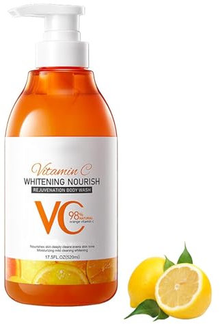 Vitamin C and Lemon Niacinamide Body Wash, Korean Beauty Shower Gel, Nourish Deep Cleansing Body Wash, Evens Tone, All Skin Types (1pcs)