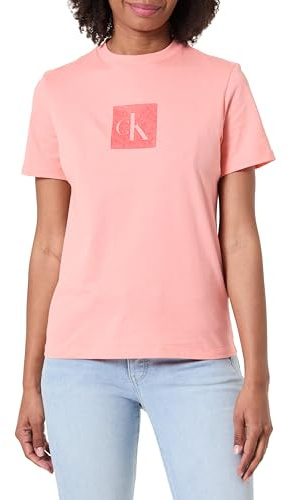 Calvin Klein Damen Ss Classic Fit Monogram Tee LV047F819G Graphic Tees, Pink, L