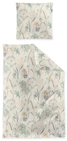 Irisette Feinbiber-Bettwäsche Meran 8425, Grau 11, Designed in Germany, 1 Bettbezug 155x220 cm und 1 Kissenbezug 80x80 cm, Komfortgröße