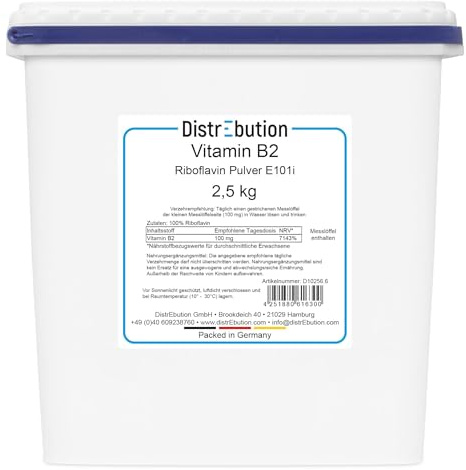 Vitamin B2 Pulver 2,5kg – Reines Riboflavin E101, vegan, ohne Zusätze