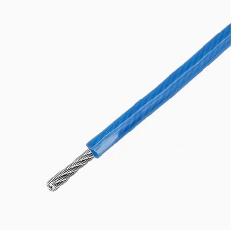 Stainless Steel Wire,Heavy Duty 5.0M-10M PVC Plastic Coated Stainless Steel 304 Wire Rope Cable(Blue,10M-4mm)