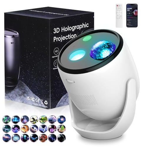 3D Galaxy Star Projector with 99+ Dynamic Themes Projection, 4K HD Planetarium Projector with Bluetooth Speaker, White Noise, Timer, Audio and Video Sync, Starry Sky Night Light for Kids Adults Gift