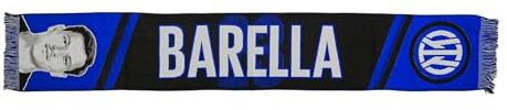 Inter, Jacquard-Schal für Spieler Nicolò Barella, 100% Acryl, Schwarz/Blau/Weiß, 135 x 22 cm