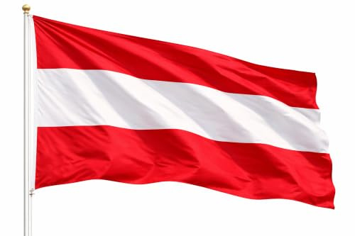Österreich Flagge - WM 2026 Fahne - Fanartikel - straparzierfähiges Polyester & Metallösen - Weltmeisterschaft (Österreich 90x150 cm)