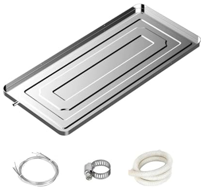 Genérico Bandeja de Goteo con Tubo para condensado de Aire Acondicionado Central, Aire Acondicionado de Ventana y Aire Acondicionado Mini Split portátil. Bandeja de Goteo Universal de Acero inoxidabl