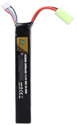 Batería de Airsoft Lushtower de 11,1 V LiPo con Conector Mini Ta Miya, Compatible con Rifles de Airsoft y Rifles de Aire comprimido, AK47, MP5, Scar, M249, AUG y Pistolas de Airsoft AEG.