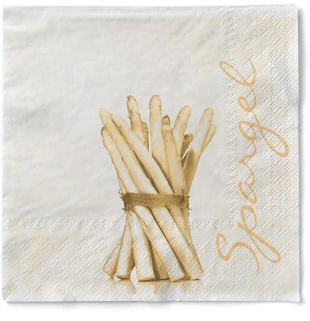 Sovie HORECA Serviette Spargel | saugstarke Tissue-Servietten 40x40 cm | hochwertige Einweg-Servietten | ideal für die Spargelzeit | 100 Stück