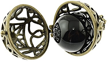 Schwarze Klangkugel aus Messing, 16 mm von Vintageparts, DIY-Schmuck